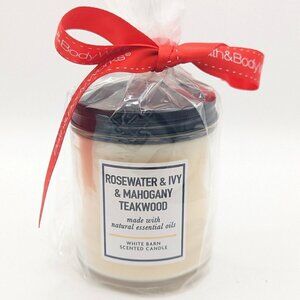 NWT Bath & Body Works Rosewater Ivy Mahogany Teakwood Candle White‎ Barn Oil